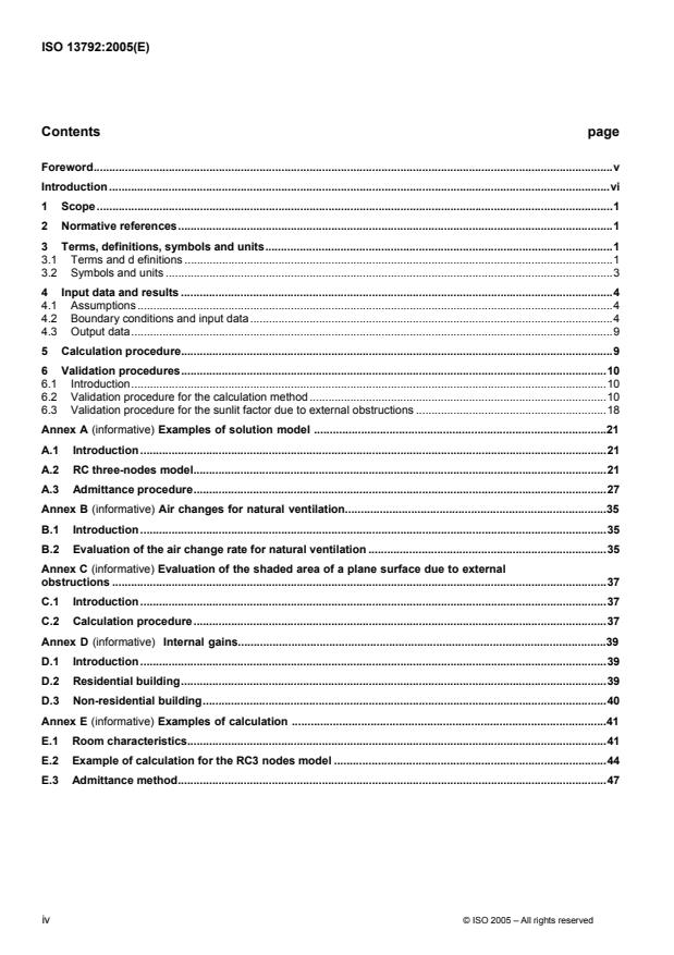 ISO 13792:2005 ISO 13792:2005 - Thermal performance of buildings -- Calculation of internal temperatures of a room in summer without mechanical cooling -- Simplified methods - Page 4 preview