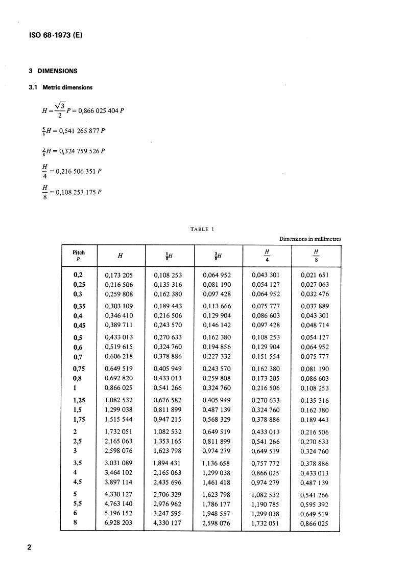 ISO 68:1973 ISO 68:1973 - ISO general purpose screw threads — Basic profile
Released:5/1/1973 - Page 4 preview