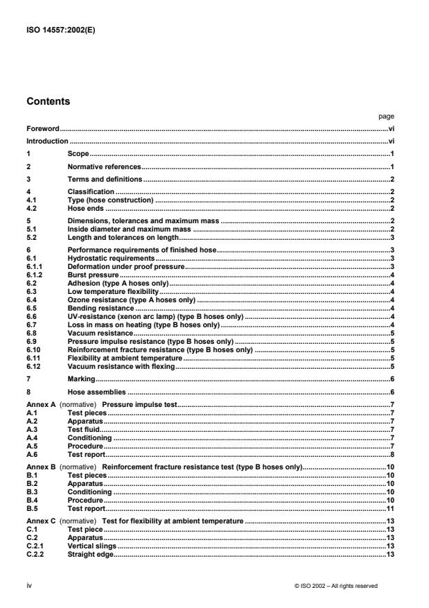 ISO 14557:2002 ISO 14557:2002 - Fire-fighting hoses -- Rubber and plastics suction hoses and hose assemblies - Page 4 preview
