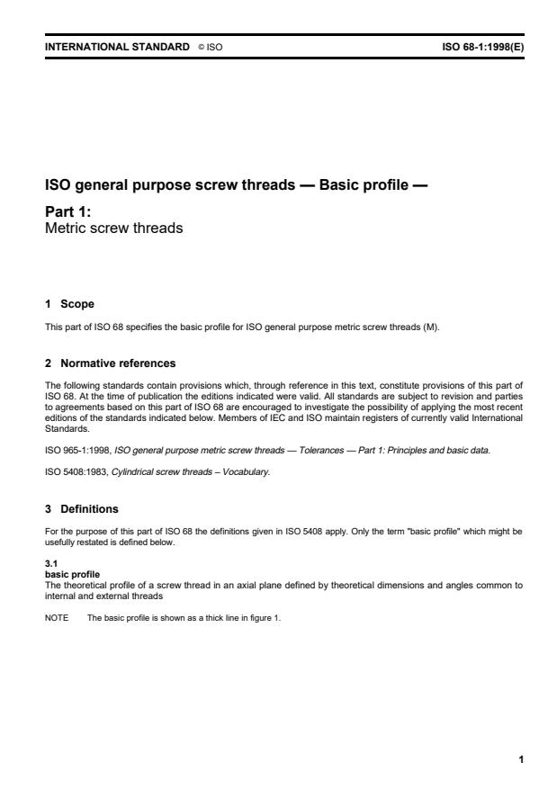 ISO 68-1:1998 - ISO general purpose screw threads -- Basic profile