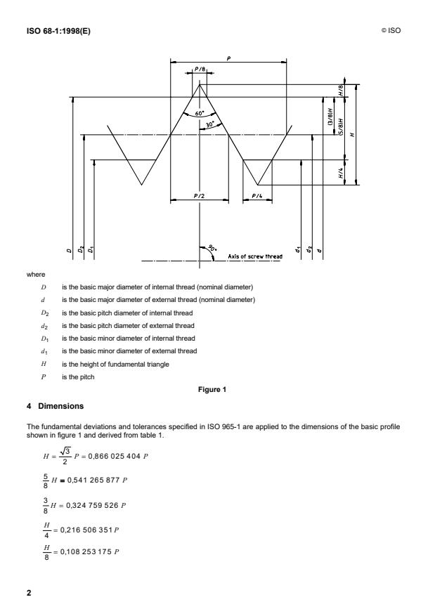 ISO 68-1:1998 ISO 68-1:1998 - ISO general purpose screw threads -- Basic profile - Page 4 preview