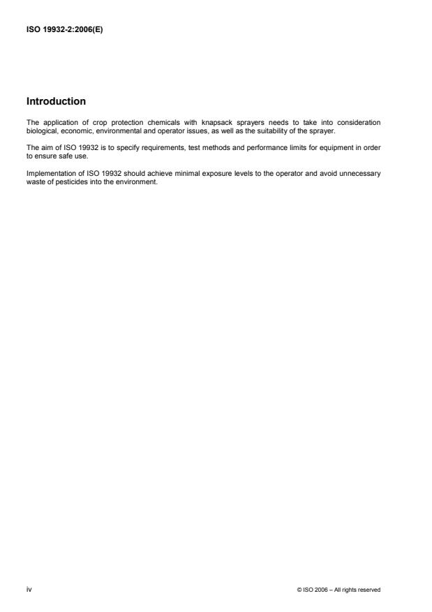 ISO 19932-2:2006 ISO 19932-2:2006 - Equipment for crop protection -- Knapsack sprayers - Page 4 preview