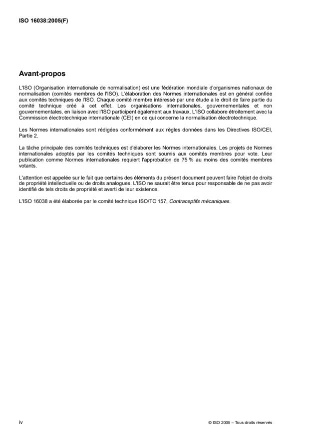 ISO 16038:2005 ISO 16038:2005 - Préservatifs en caoutchouc -- Directives sur l'utilisation de l'ISO 4074 dans le management de la qualité des préservatifs en latex de caoutchouc naturel - Page 4 preview
