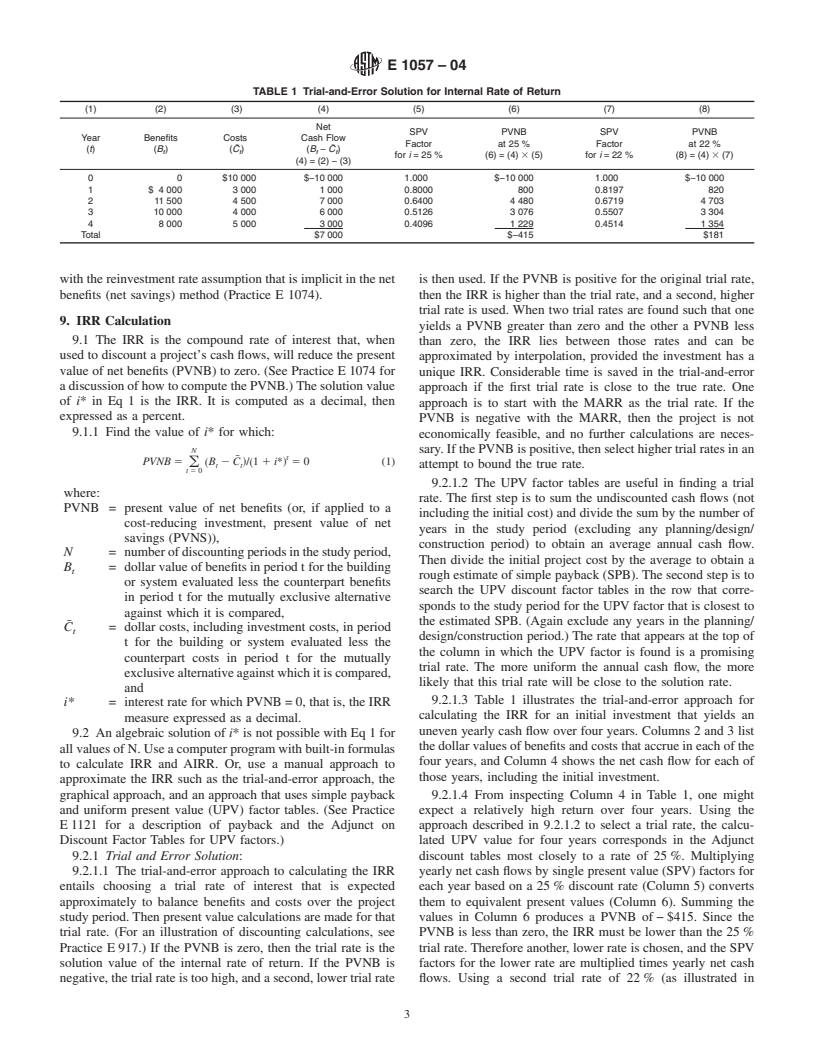 ASTM E1057-04 - Standard Practice for Measuring Internal Rate of Return and Adjusted Internal Rate of Return for Investments in Buildings and Building Systems