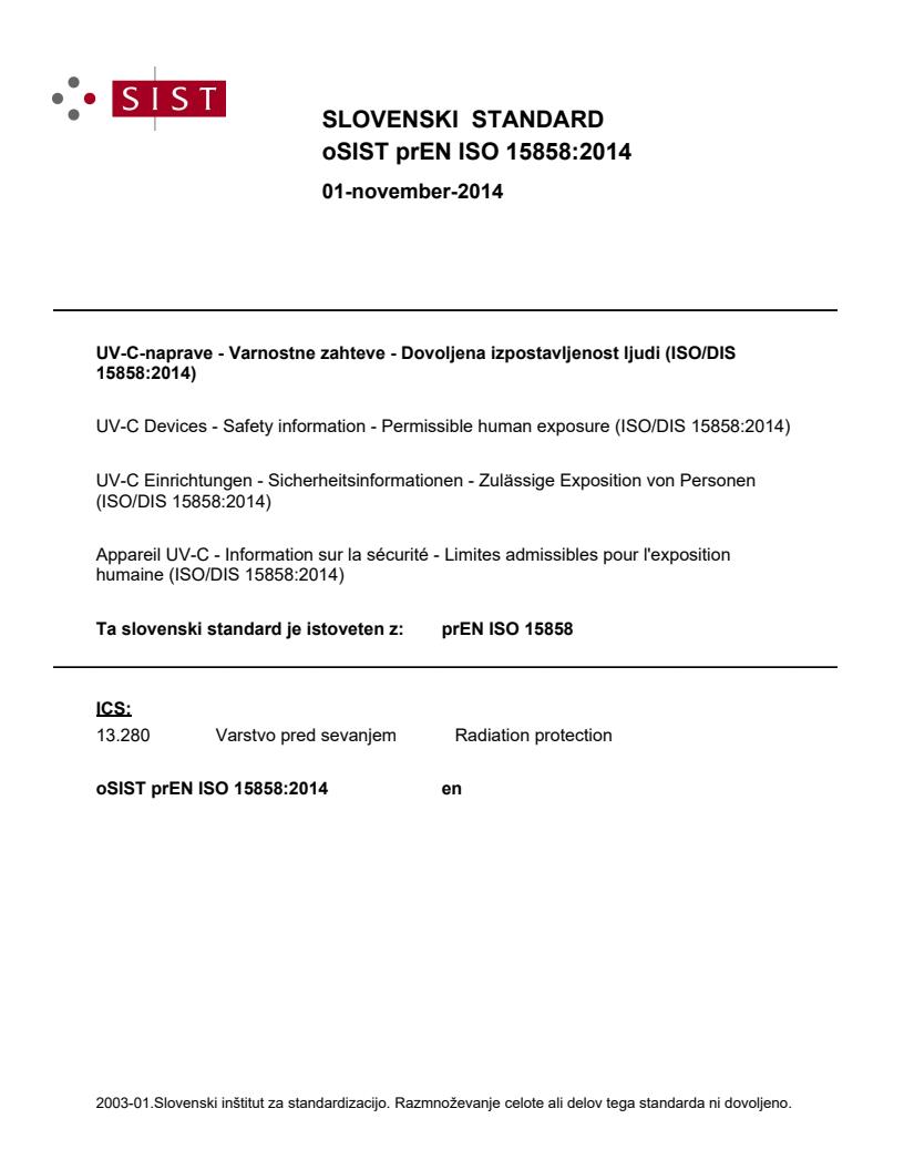 prEN ISO 15858:2014 - BARVE