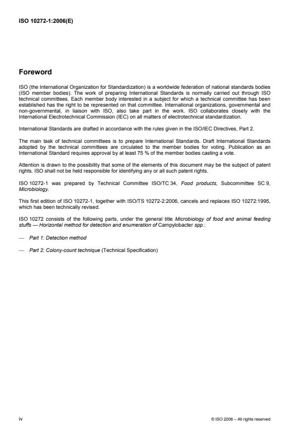 ISO 10272-1:2006 ISO 10272-1:2006 - Microbiology of food and animal feeding stuffs -- Horizontal method for detection and enumeration of Campylobacter spp. - Page 4 preview