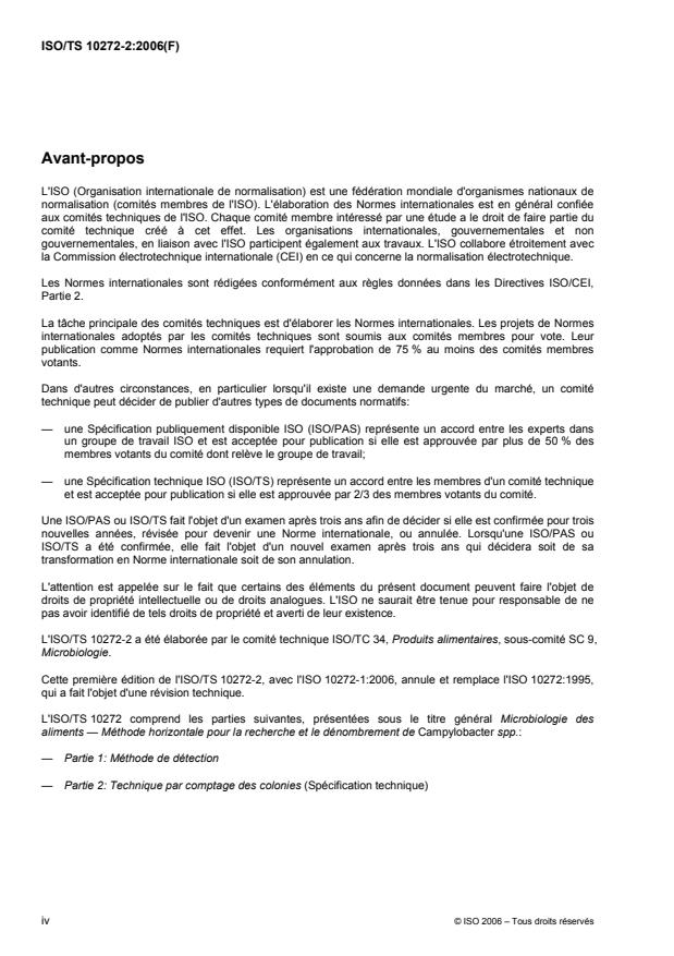 ISO/TS 10272-2:2006 ISO/TS 10272-2:2006 - Microbiologie des aliments -- Méthode horizontale pour la recherche et le dénombrement de Campylobacter spp. - Page 4 preview