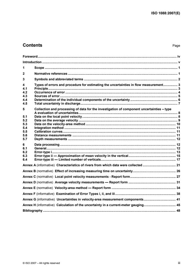 ISO 1088:2007 - Hydrometry -- Velocity-area methods using current-meters -- Collection and processing of data for determination of uncertainties in flow measurement
