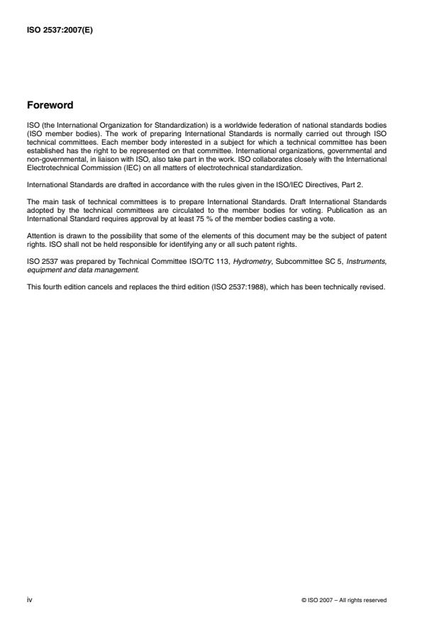ISO 2537:2007 ISO 2537:2007 - Hydrometry -- Rotating-element current-meters - Page 4 preview