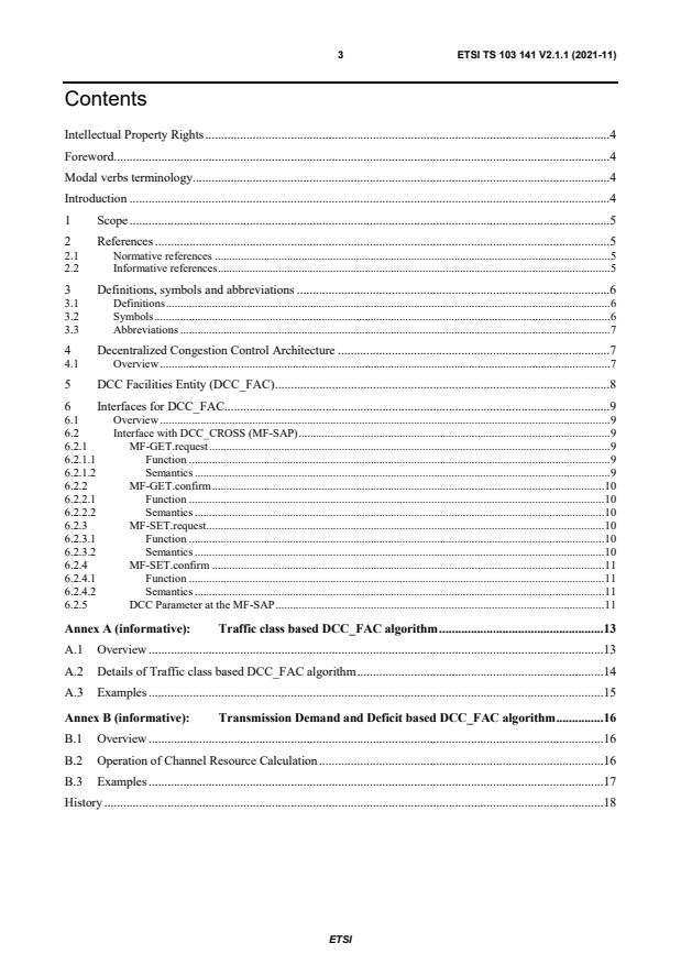 ETSI TS 103 141 V2.1.1 (2021-11) - Intelligent Transport Systems (ITS); Facilities layer; Communication congestion control; Release 2