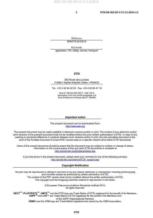 SIST EN 302 637-2 V1.3.2:2015 SIST EN 302 637-2 V1.3.2:2015 - Page 4 preview