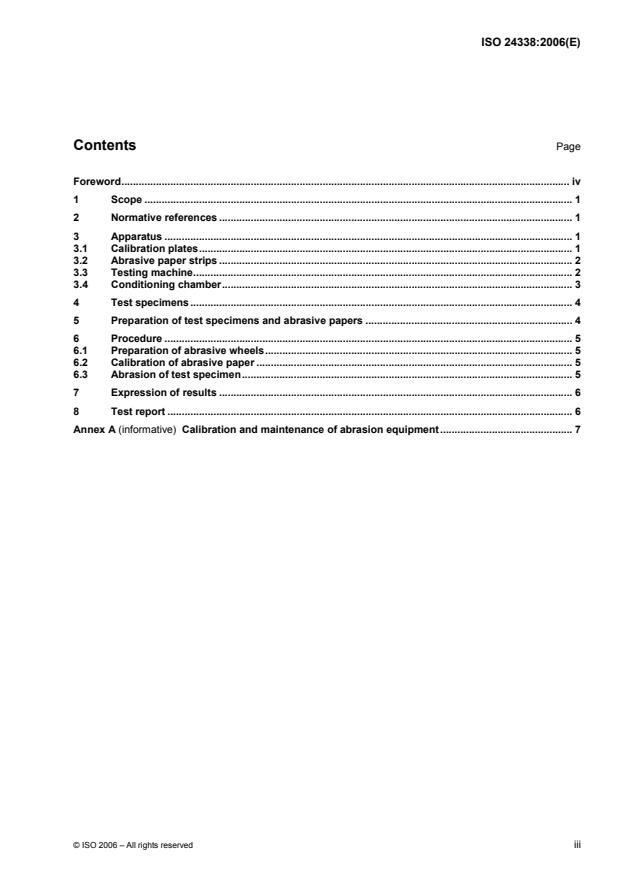 ISO 24338:2006 - Laminate floor coverings -- Determination of abrasion resistance