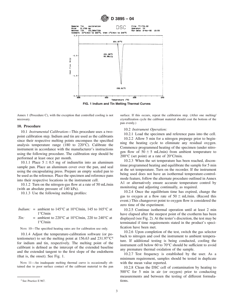 ASTM D3895-04 - Standard Test Method for Oxidative-Induction Time of Polyolefins by Differential Scanning Calorimetry