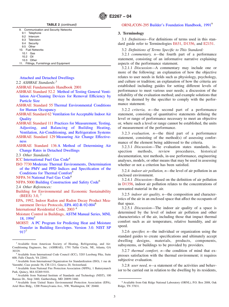 ASTM E2267-04 - Standard Guide for Specifying and Evaluating Performance of Single Family Attached and Detached Dwellings-Indoor Air Quality