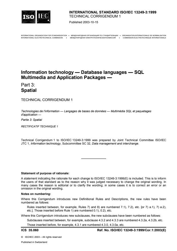 ISO/IEC 13249-3:1999/Cor 1:2003