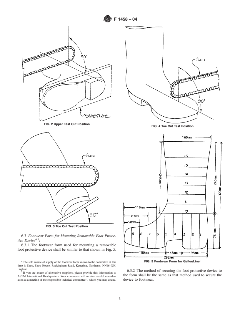 ASTM F1458-04 - Standard Test Method for Measurement of Cut Resistance to Chain Saw of Foot Protective Devices