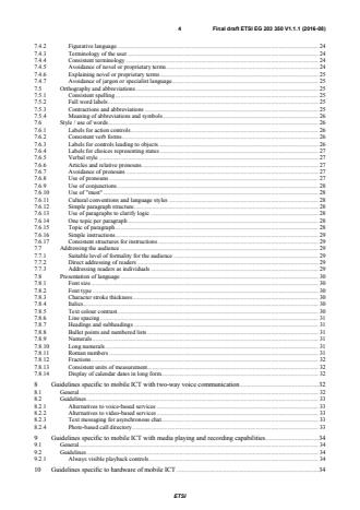 ETSI EG 203 350 V1.1.1 (2016-11) ETSI EG 203 350 V1.1.1 (2016-08) - Human Factors (HF); Guidelines for the design of mobile ICT devices and their related applications for people with cognitive disabilities - Page 4 preview