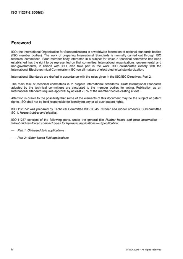 ISO 11237-2:2006 ISO 11237-2:2006 - Rubber hoses and hose assemblies -- Wire-braid-reinforced compact types for hydraulic applications -- Specification - Page 4 preview