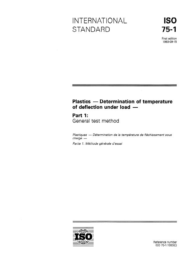 ISO 75-1:1993 - Plastics -- Determination of temperature of deflection under load