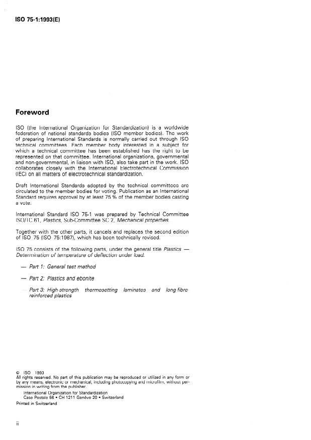 ISO 75-1:1993 ISO 75-1:1993 - Plastics -- Determination of temperature of deflection under load - Page 2 preview