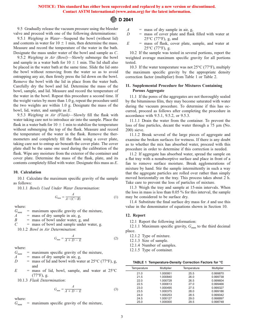 ASTM D2041-00 - Standard Test Method for Theoretical Maximum Specific Gravity and Density of Bituminous Paving Mixtures