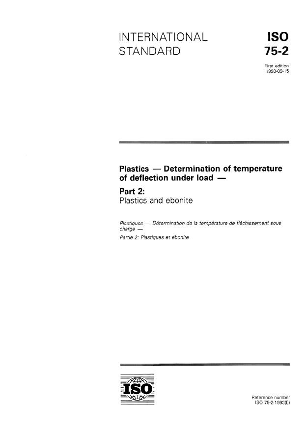 ISO 75-2:1993 - Plastics -- Determination of temperature of deflection under load