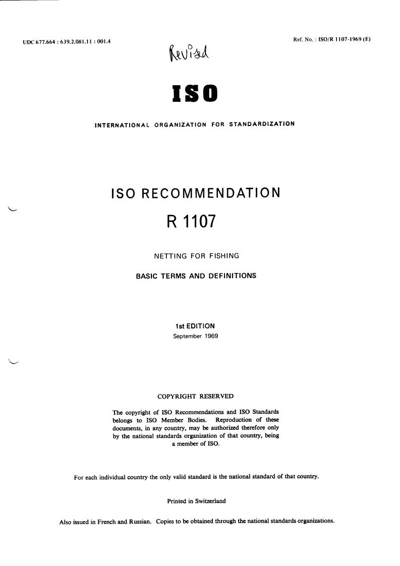 ISO/R 1107:1969 - Title missing - Legacy paper document
Released:1/1/1969