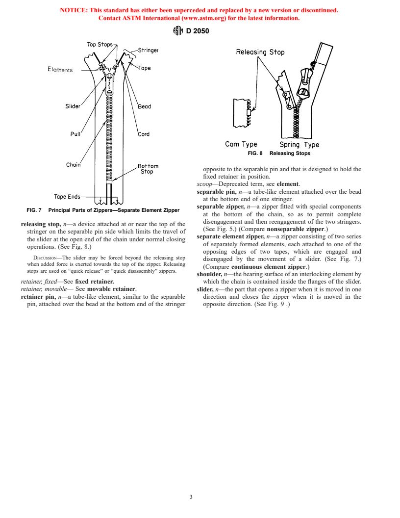 ASTM D2050-87(1997) - Standard Terminology Relating to Zippers