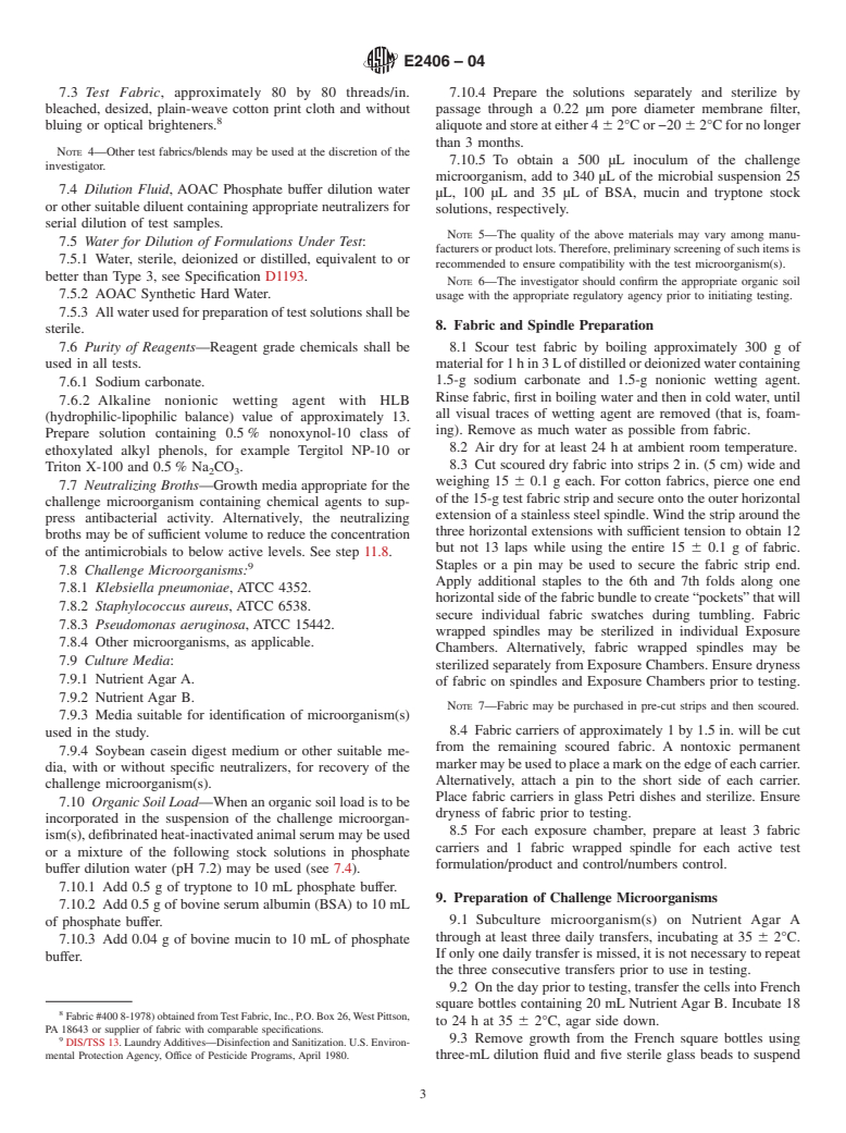 ASTM E2406-04 - Standard Test Method for Evaluation of Laundry Sanitizers and Disinfectants for Use in High Efficiency Washing Operations