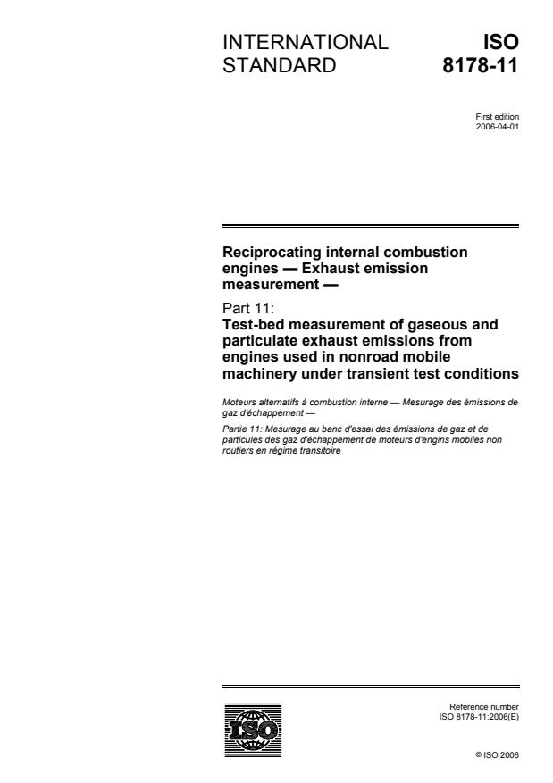 ISO 8178-11:2006 - Reciprocating internal combustion engines -- Exhaust emission measurement