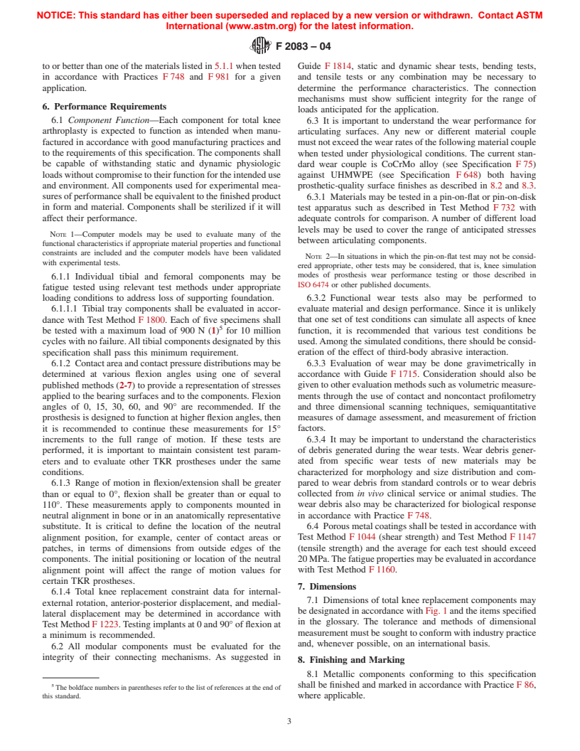 ASTM F2083-04 - Standard Specification for Total Knee Prosthesis