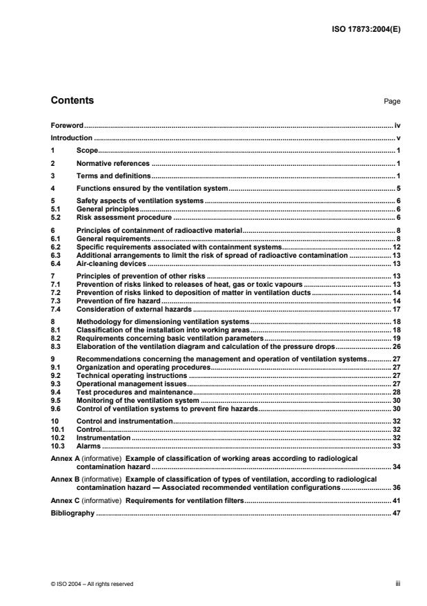 ISO 17873:2004 - Nuclear facilities -- Criteria for the design and operation of ventilation systems for nuclear installations other than nuclear reactors