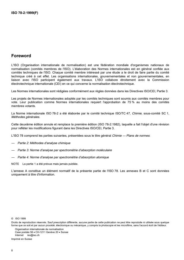 ISO 78-2:1999 ISO 78-2:1999 - Chimie -- Plans de normes - Page 2 preview