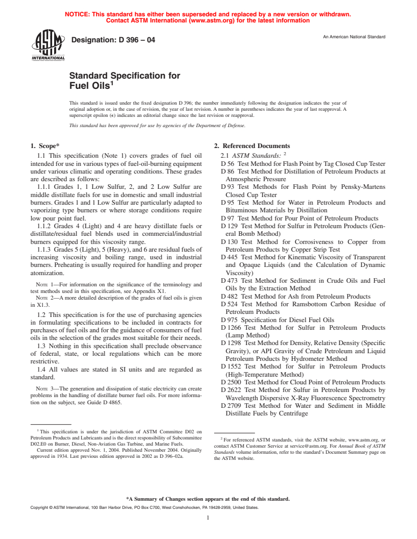 ASTM D396-04 - Standard Specification for Fuel Oils