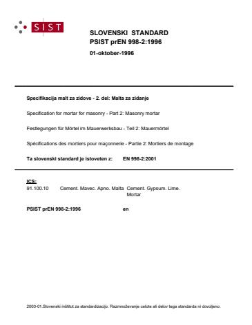PSIST prEN 998-2:1996