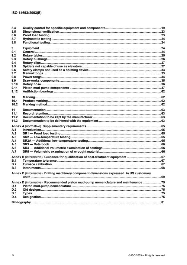 ISO 14693:2003 ISO 14693:2003 - Petroleum and natural gas industries -- Drilling and well-servicing equipment - Page 4 preview
