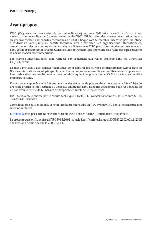 ISO 5985:2002 ISO 5985:2002 - Aliments des animaux -- Dosage des cendres insolubles dans l'acide chlorhydrique - Page 4 preview