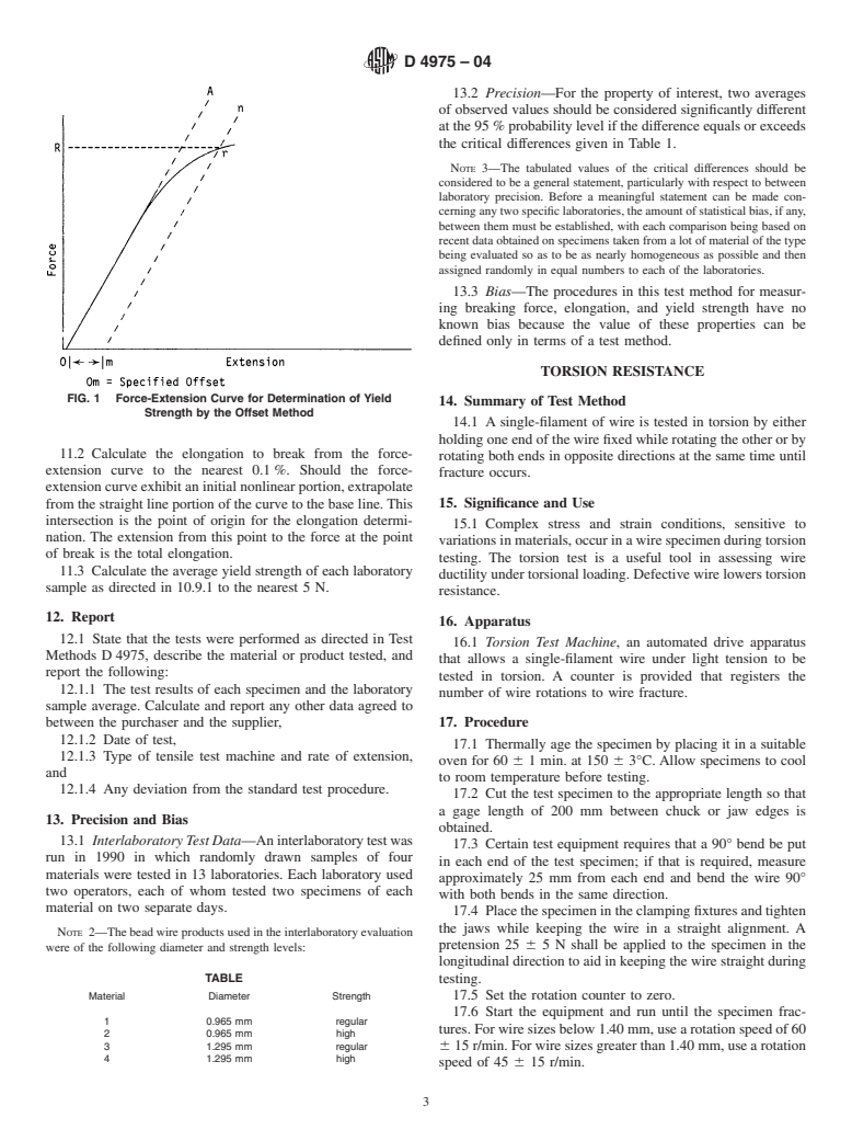 ASTM D4975-04 - Standard Test Methods for Single-Filament Tire Bead Wire Made from Steel