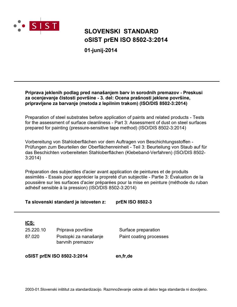 prEN ISO 8502-3:2014