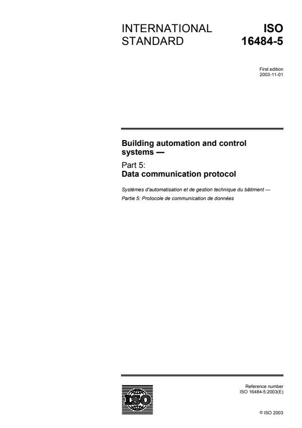 ISO 16484-5:2003 - Building automation and control systems