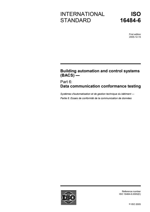 ISO 16484-6:2005 - Building automation and control systems (BACS)