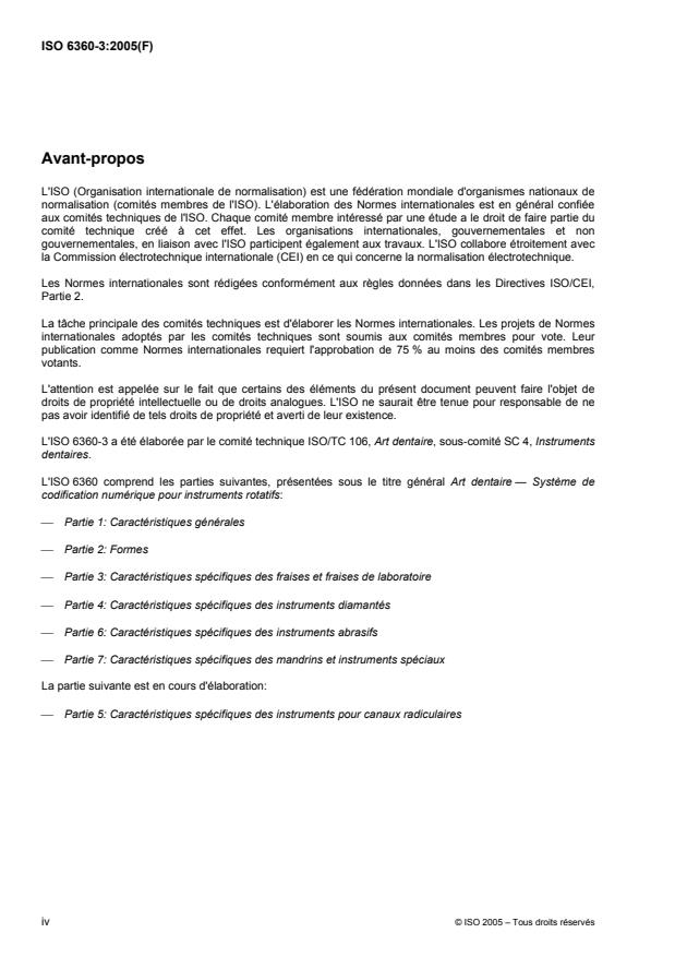 ISO 6360-3:2005 ISO 6360-3:2005 - Art dentaire -- Systeme de codification numérique pour instruments rotatifs - Page 4 preview