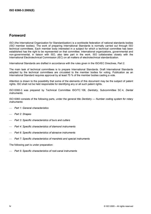 ISO 6360-3:2005 ISO 6360-3:2005 - Dentistry -- Number coding system for rotary instruments - Page 4 preview