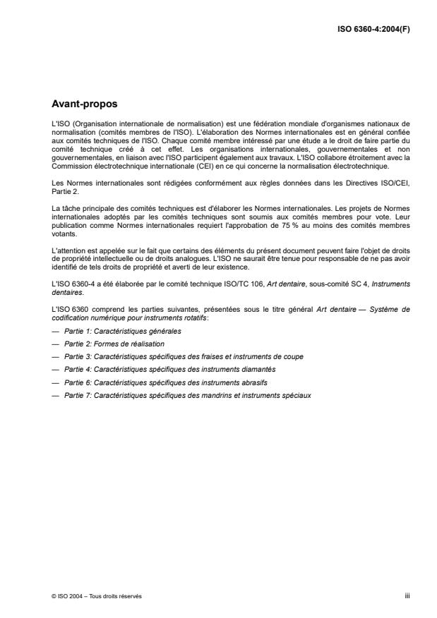 ISO 6360-4:2004 ISO 6360-4:2004 - Art dentaire -- Systeme de codification numérique pour instruments rotatifs - Page 3 preview