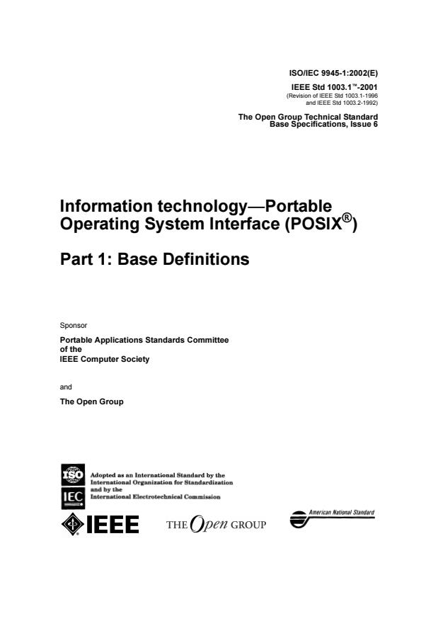 ISO/IEC 9945-1:2002 - Information technology -- Portable Operating System Interface (POSIX)