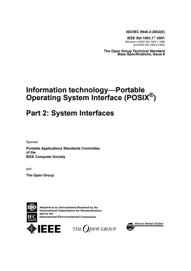 ISO/IEC 9945-2:2002 - Information technology -- Portable Operating System Interface (POSIX)