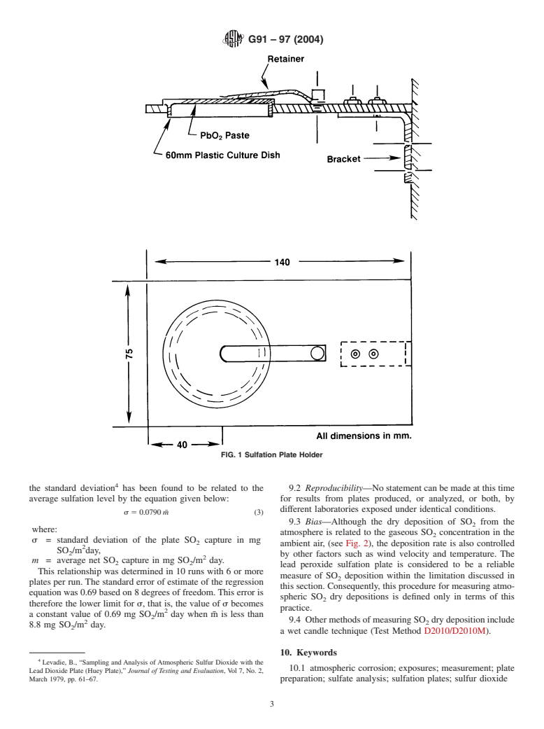 ASTM G91-97(2004) - Standard Practice for Monitoring Atmospheric SO<inf>2</inf> Using the Sulfation Plate Technique