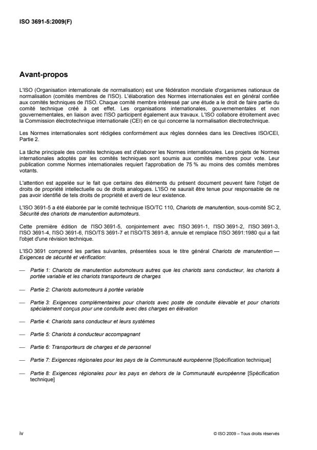 ISO 3691-5:2009 ISO 3691-5:2009 - Chariots de manutention -- Exigences de sécurité et vérification - Page 4 preview