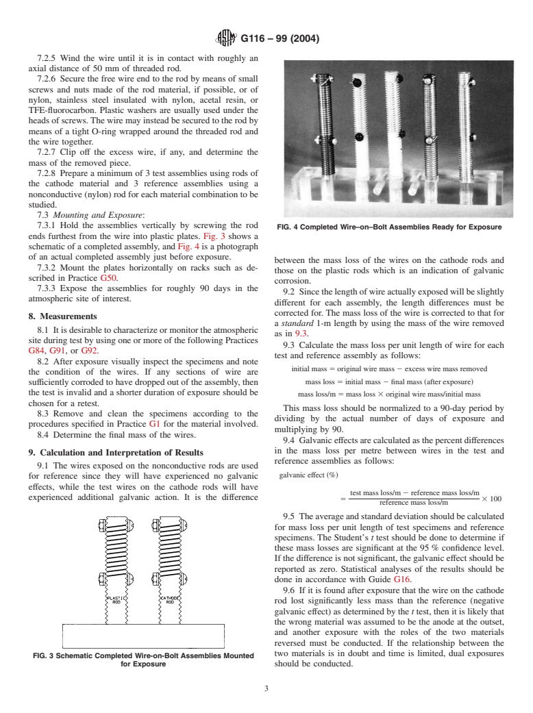 ASTM G116-99(2004) - Standard Practice for Conducting Wire-on-Bolt Test for Atmospheric Galvanic Corrosion