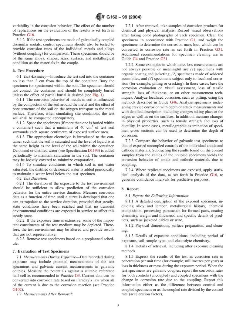 ASTM G162-99(2004) - Standard Practice for Conducting and Evaluating Laboratory Corrosions Tests in Soils